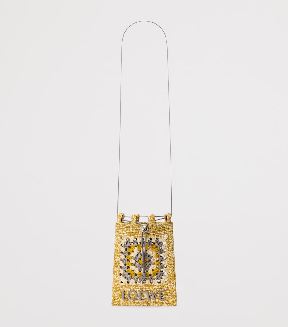LOEWE x Paula's Ibiza Häkel-Logo Tasche aus Bast und Kalbsleder (Britische Marke)