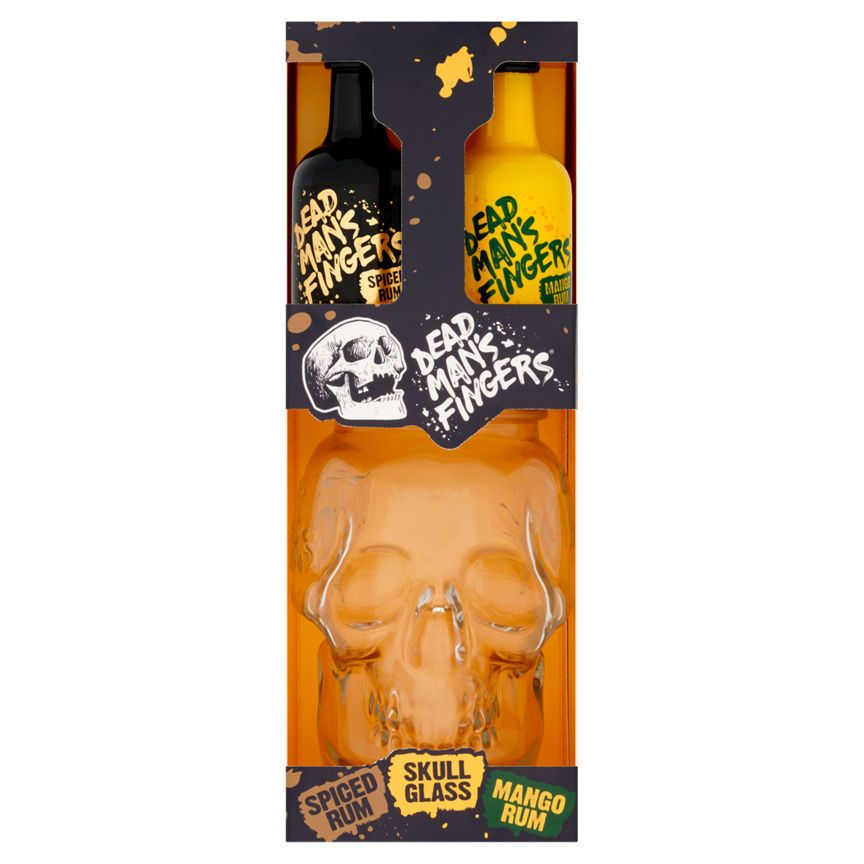 Dead Man's Fingers Spiced &amp;amp; Mango Rum and Skull Glass