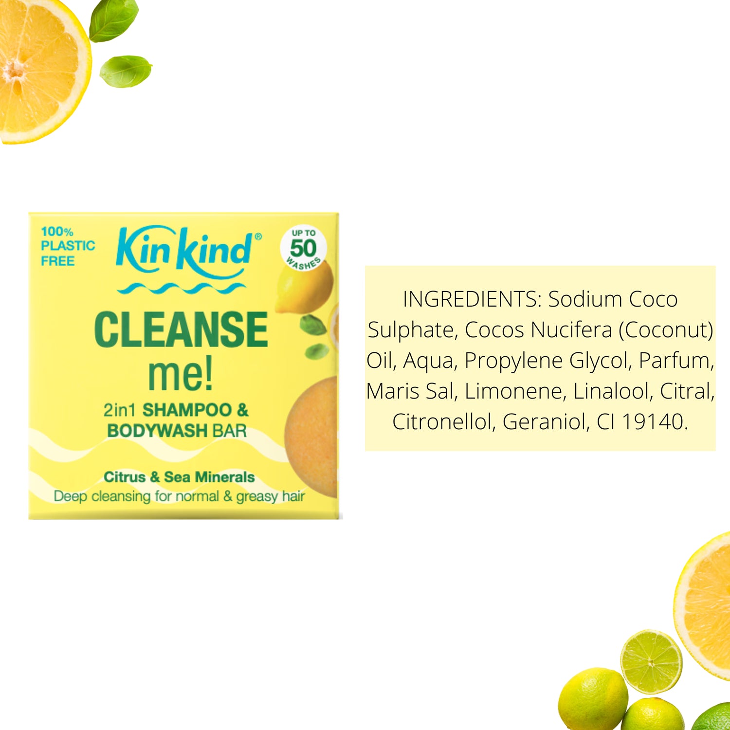 KinKind Cleanse Me shampoo and bodywash bar 50g, UK version