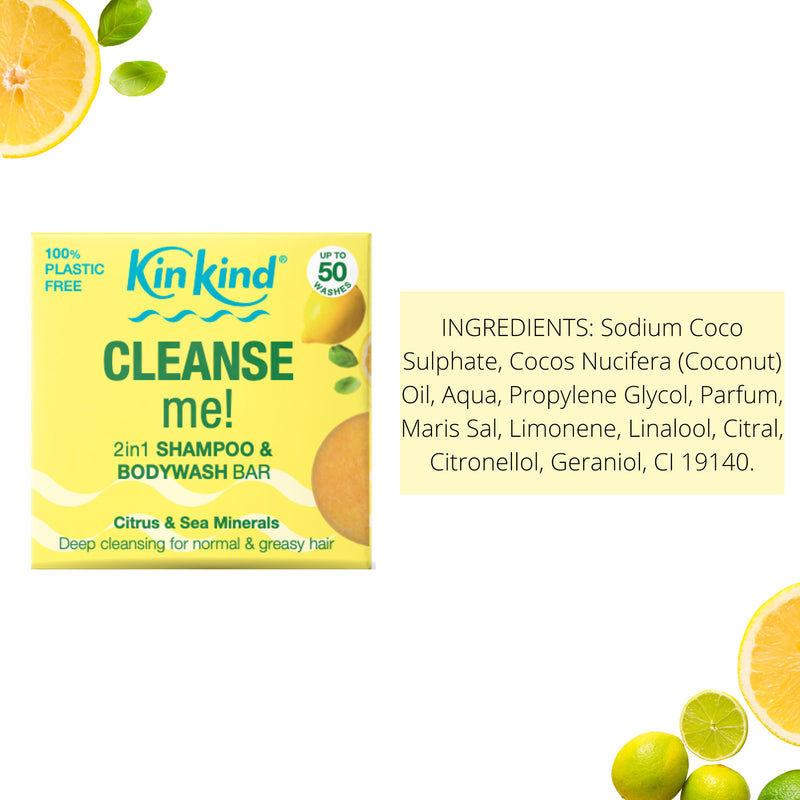 KinKind Cleanse Me shampoo and bodywash bar 50g, UK version