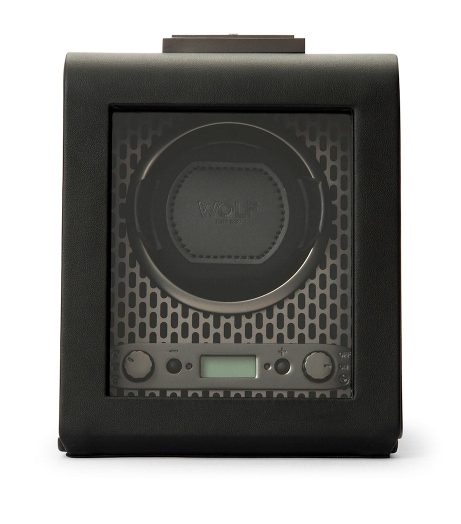 WOLF Axis single watch winder in vegan leather, UK version