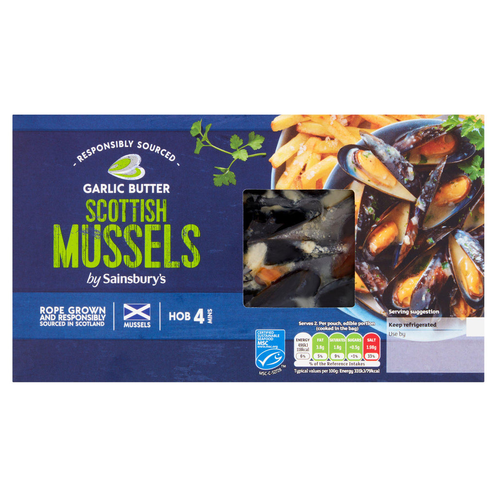 Sainsbury's Scottish MSC Mussels in Garlic Butter 500g (Serves x2)