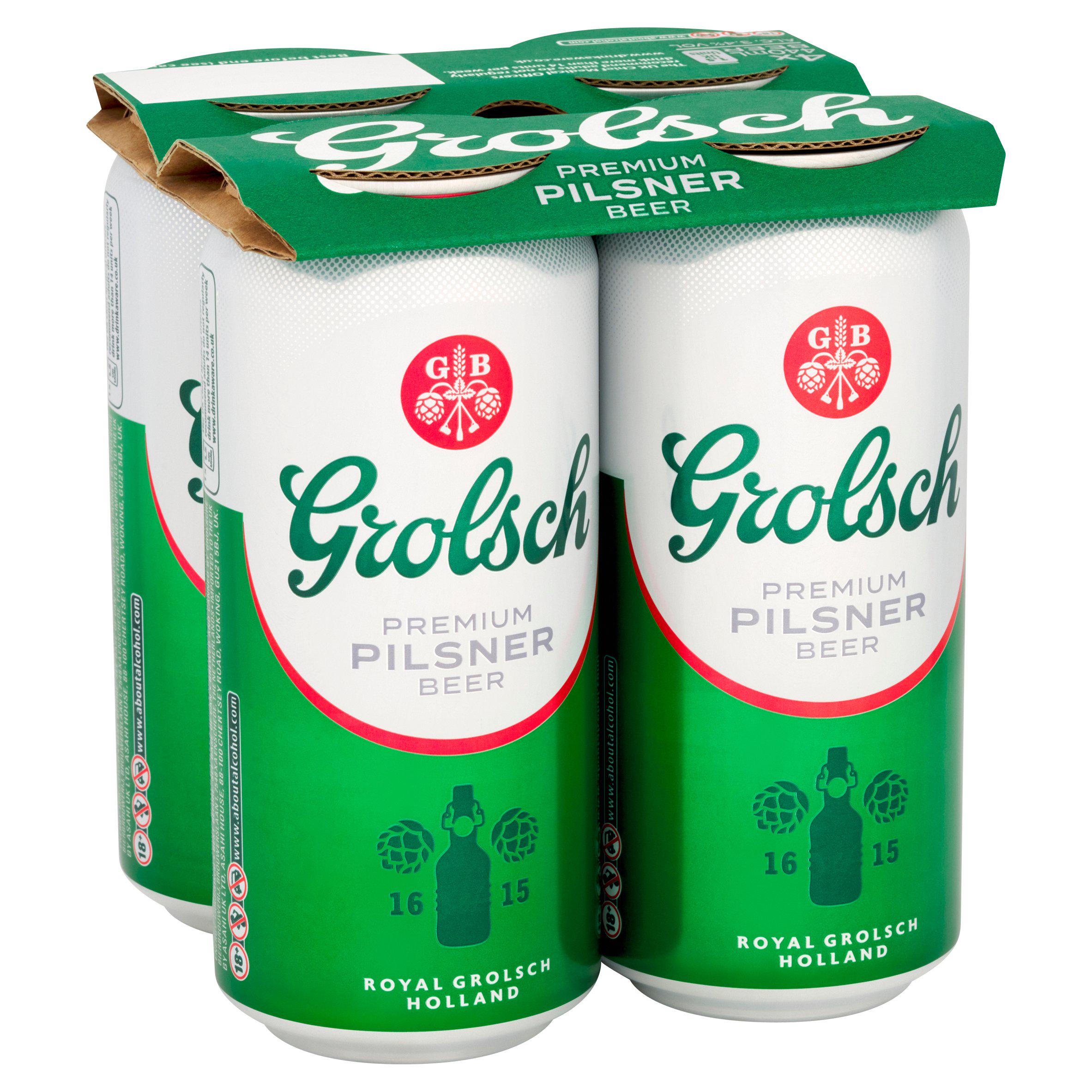 Grolsch Premium Pilsner Beer Lager Cans 4x440ml All beer Sainsburys   