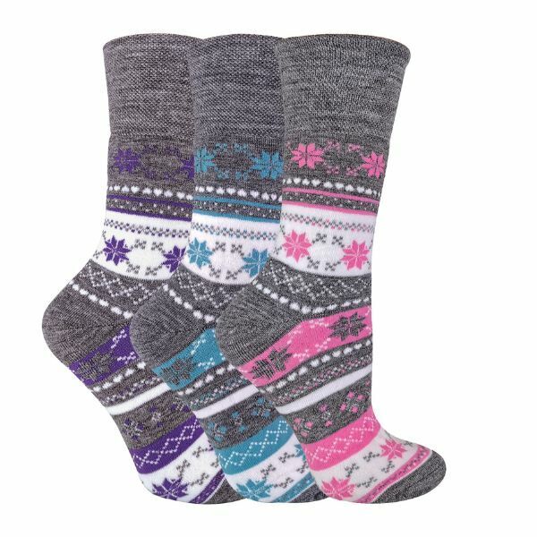 Sock Snob 3 Pairs Ladies Fairisle Thermal Socks 4-8 UK GOODS Superdrug   