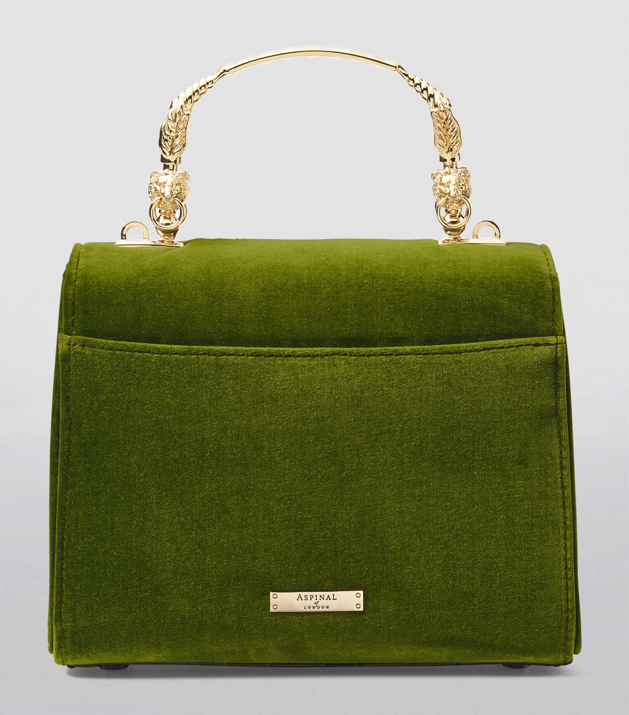 Aspinal of London midi velvet embroidered Mayfair top-handle bag (British brand)