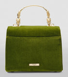 Aspinal of London midi velvet embroidered Mayfair top-handle bag (British brand)