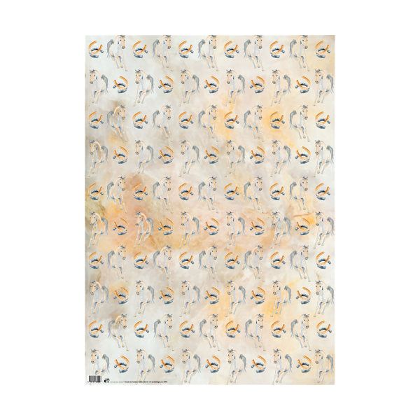 Deckled Edge Gift Wrap (Pack Of 2) (50 x 70cm) Horse and Horseshoes