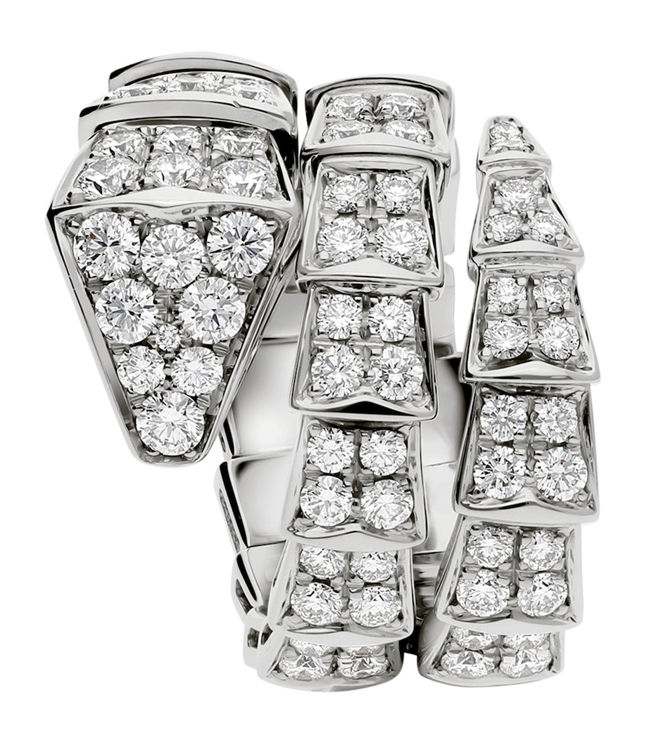 Bvlgari Serpenti Viper 18kt white gold diamond ring, UK version