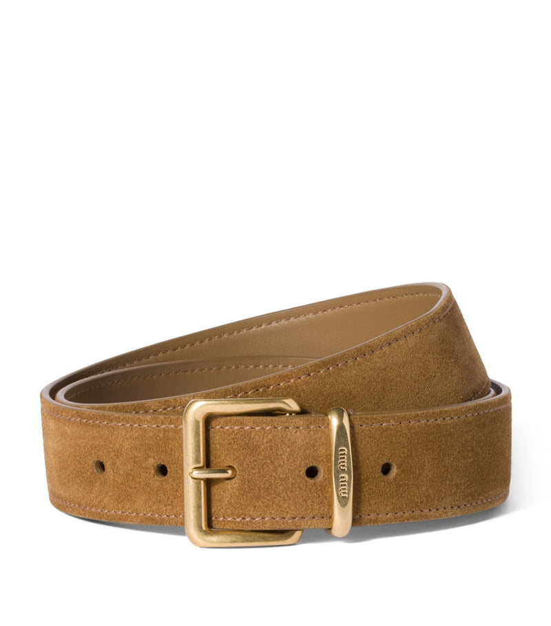 Miu Miu suede belt with gold buckle, imported from the UK