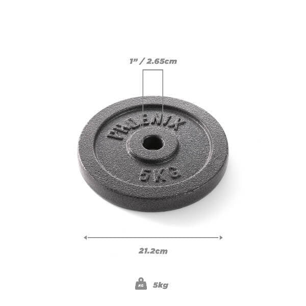 Phoenix Fitness weight plate 5kg 1 inch, UK version