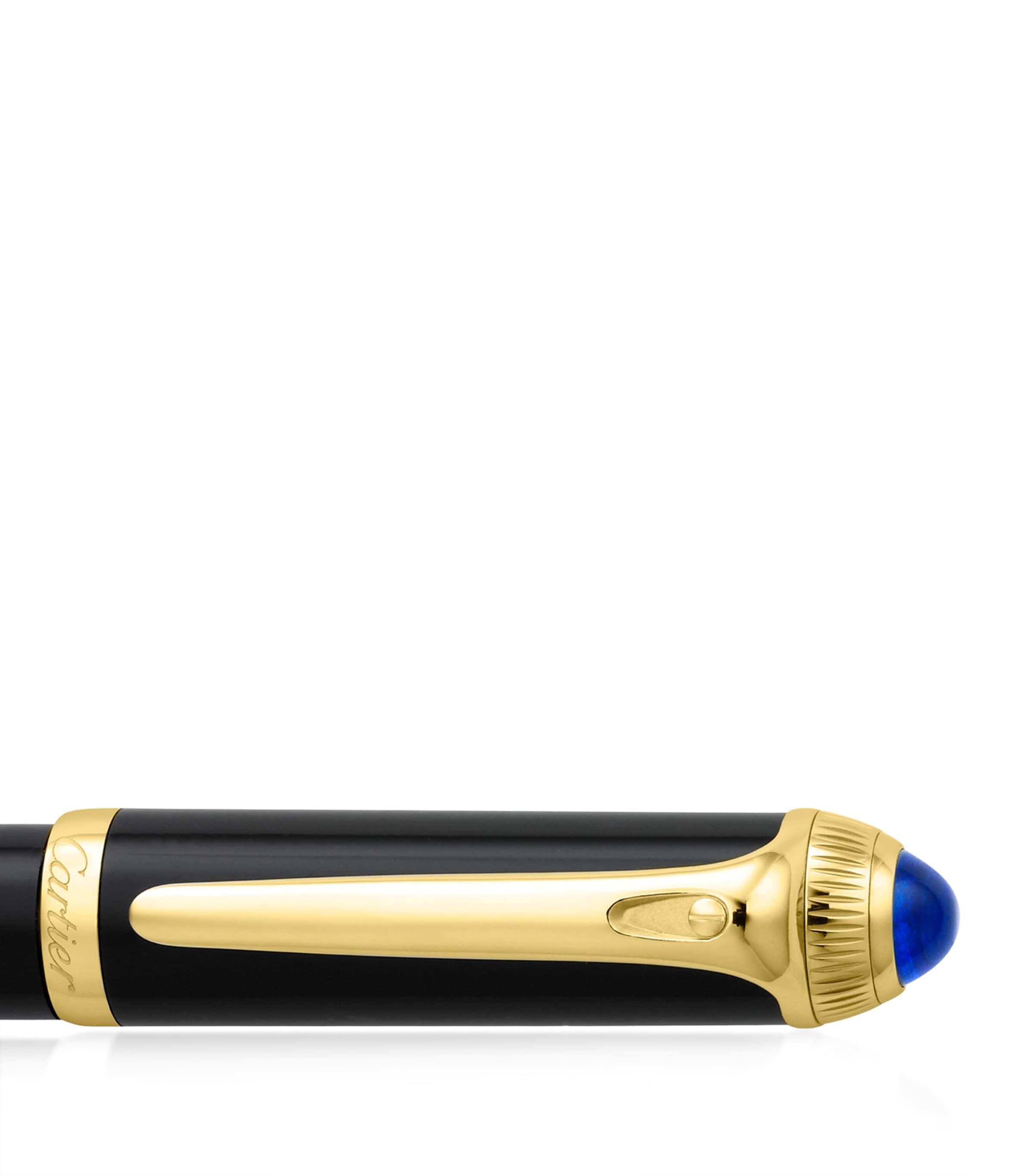 Cartier ballpoint pen with palladium detailing and blue resin cabochon - British product