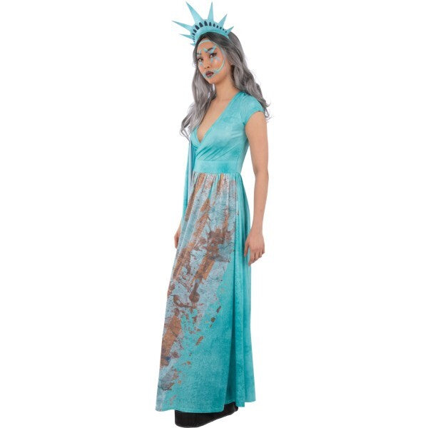 Smiffys Lady Liberty costume dress and headpiece (British brand)