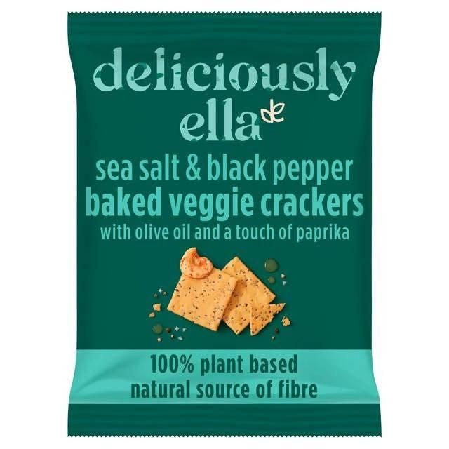 Deliciously Ella Baked Veggie Crackers Sea Salt, Black Pepper &amp;amp; Olive Oil 100g