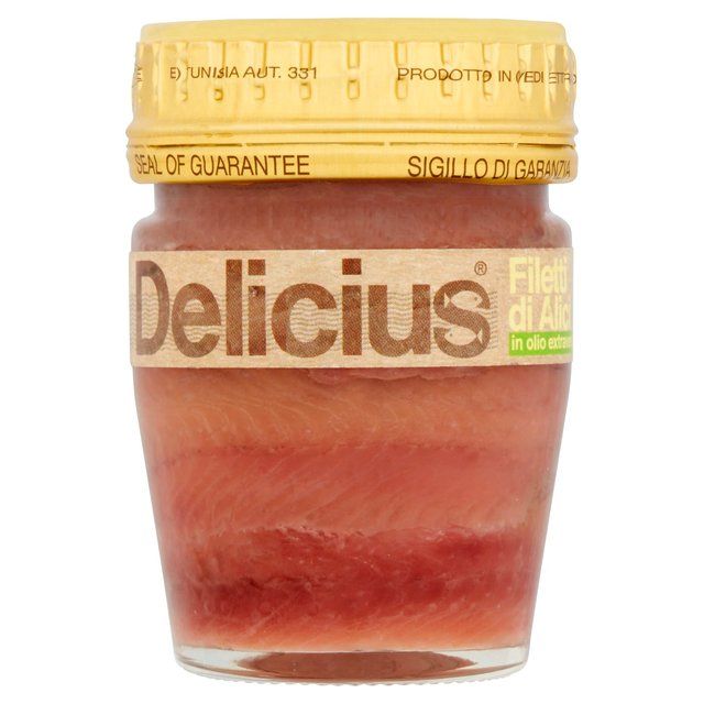 Delicius Anchovy Fillets in Organic Extra Virgin Olive Oil   58g