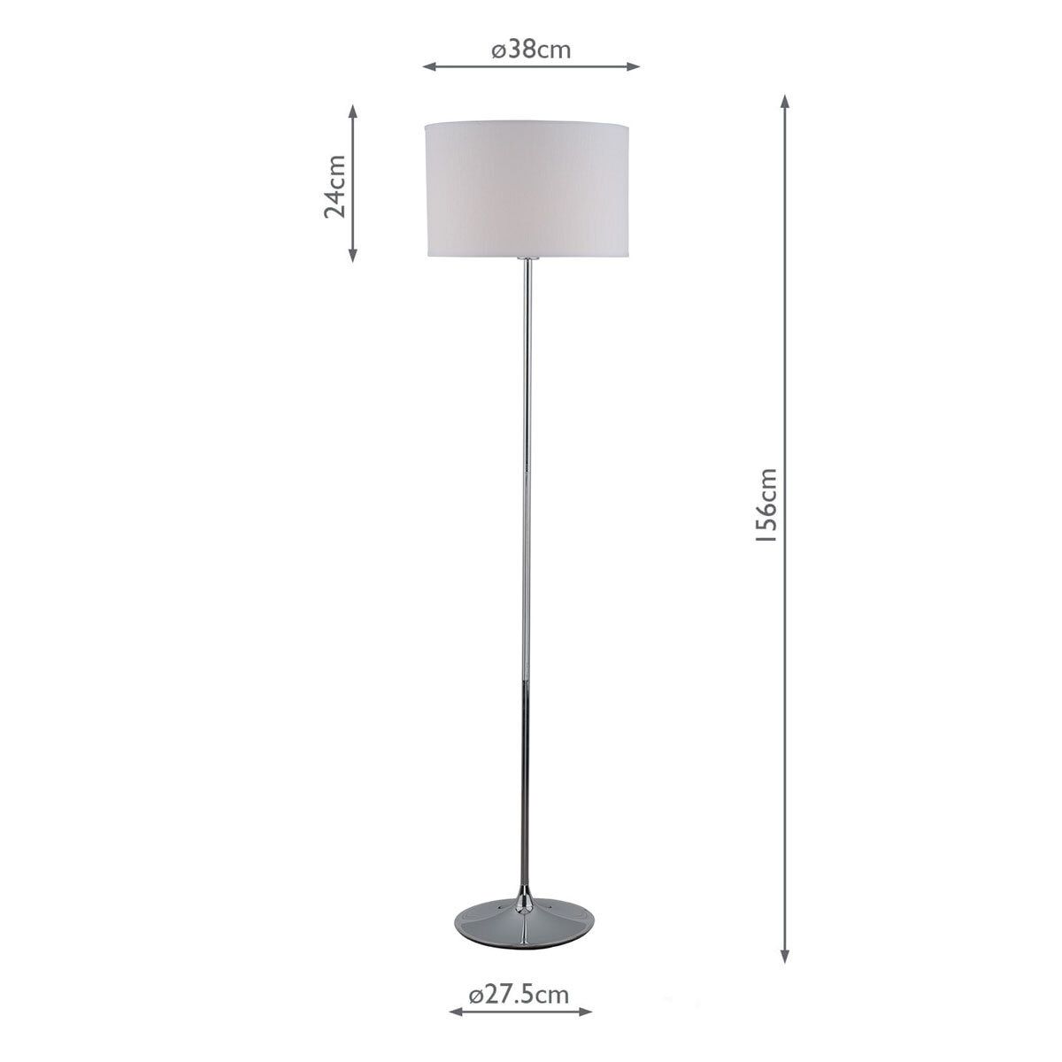 Delta Polished Chrome Floor Lamp with Ivory Shade