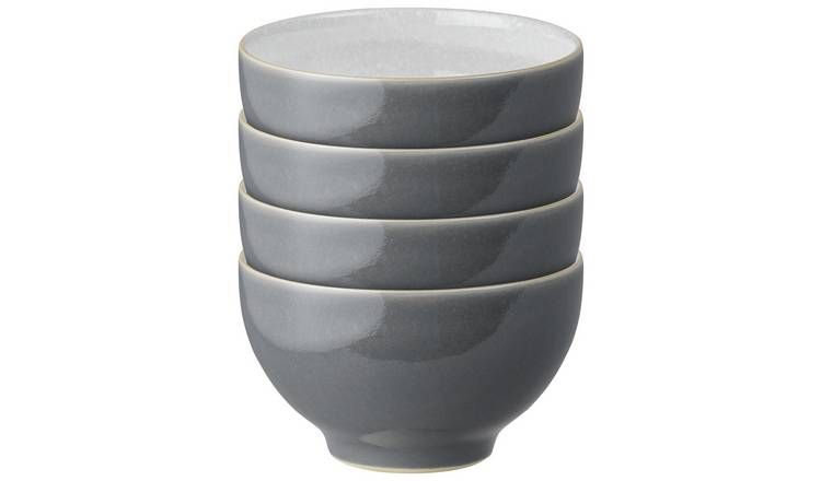 Denby Elements Set of 4 Stoneware Nibble Bowls - Fossil Grey