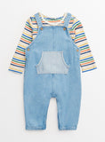 Denim Dungaree &amp;amp; Long Sleeve Top Set Up to 3 mths