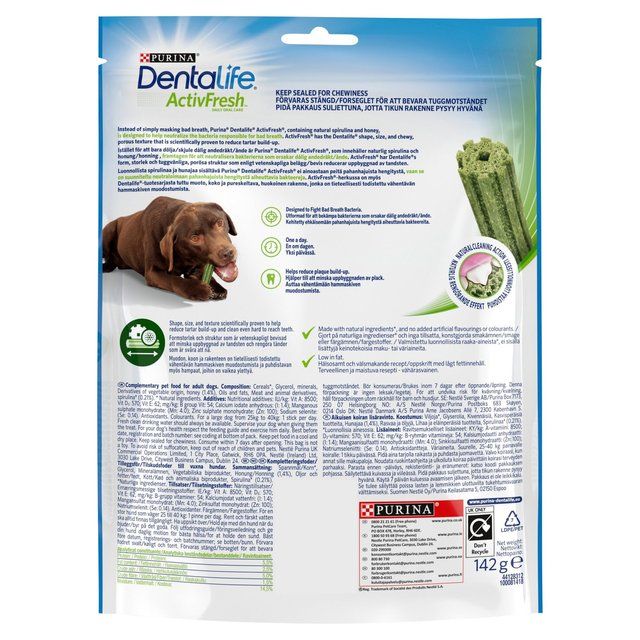 Dentalife ActivFresh Large Dental Chicken Dog Chews    142g