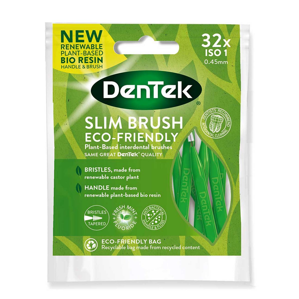 DenTek ECO Slim Brush Fine ISO1 Green 32s