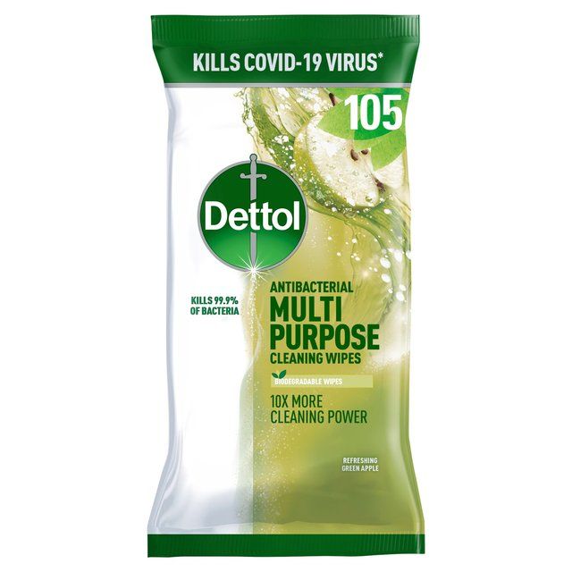 Dettol Antibacterial Biodegradable Green Apple Multi Surface Cleaning Wipes