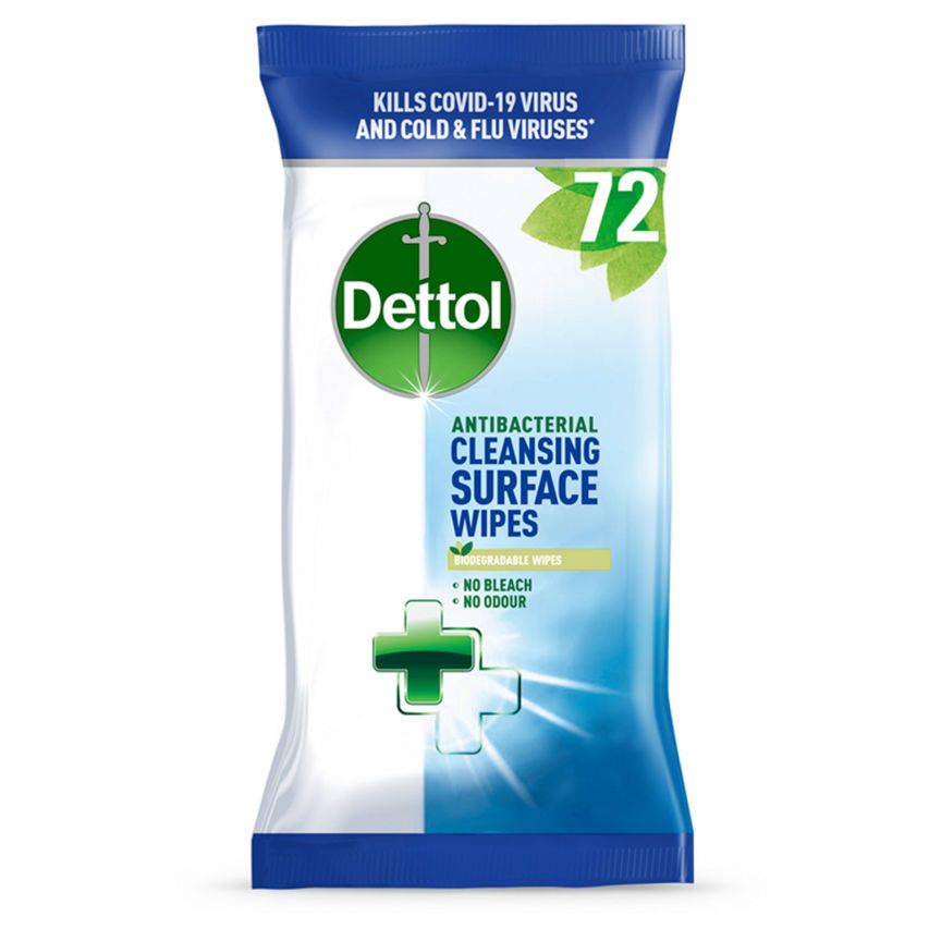 Dettol Antibacterial Biodegradable Multi Surface Cleansing Wipes x72