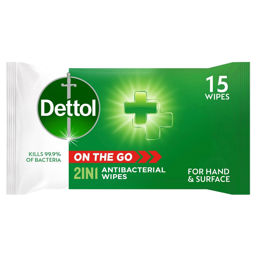 Dettol On the Go Hands and Surface Antibacterial Wipes 15s