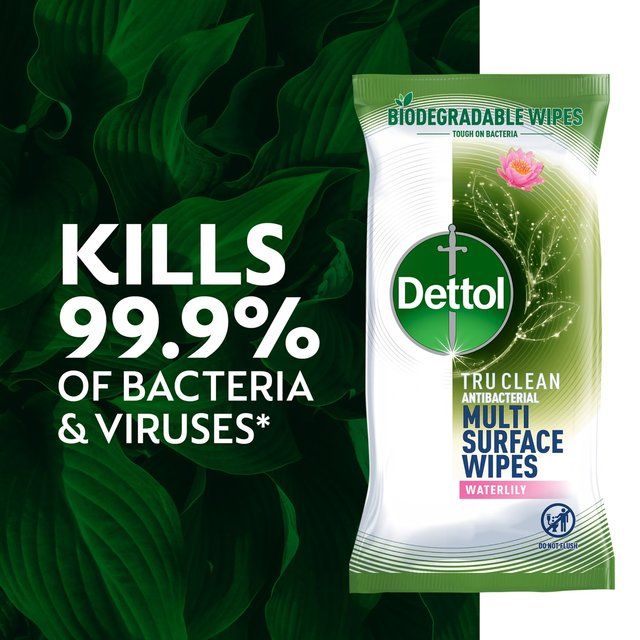 Dettol Tru Clean Antibacterial Biodegradable Waterlily Cleaning Wipes