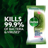 Dettol Tru Clean Antibacterial Biodegradable Waterlily Cleaning Wipes