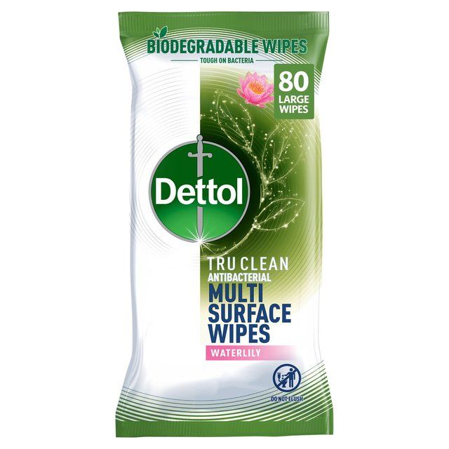 Dettol Tru Clean Antibacterial Biodegradable Waterlily Cleaning Wipes