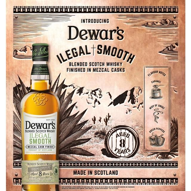 Dewars 8 Year old Ilegal Smooth Blended Scotch Whisky   70cl