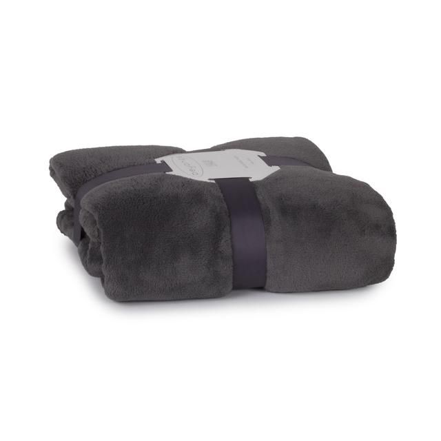 Deyongs Snuggle Touch Fleece Charcoal Throw