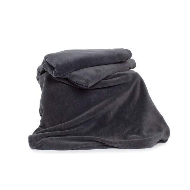 Deyongs Snuggle Touch Fleece Charcoal Throw