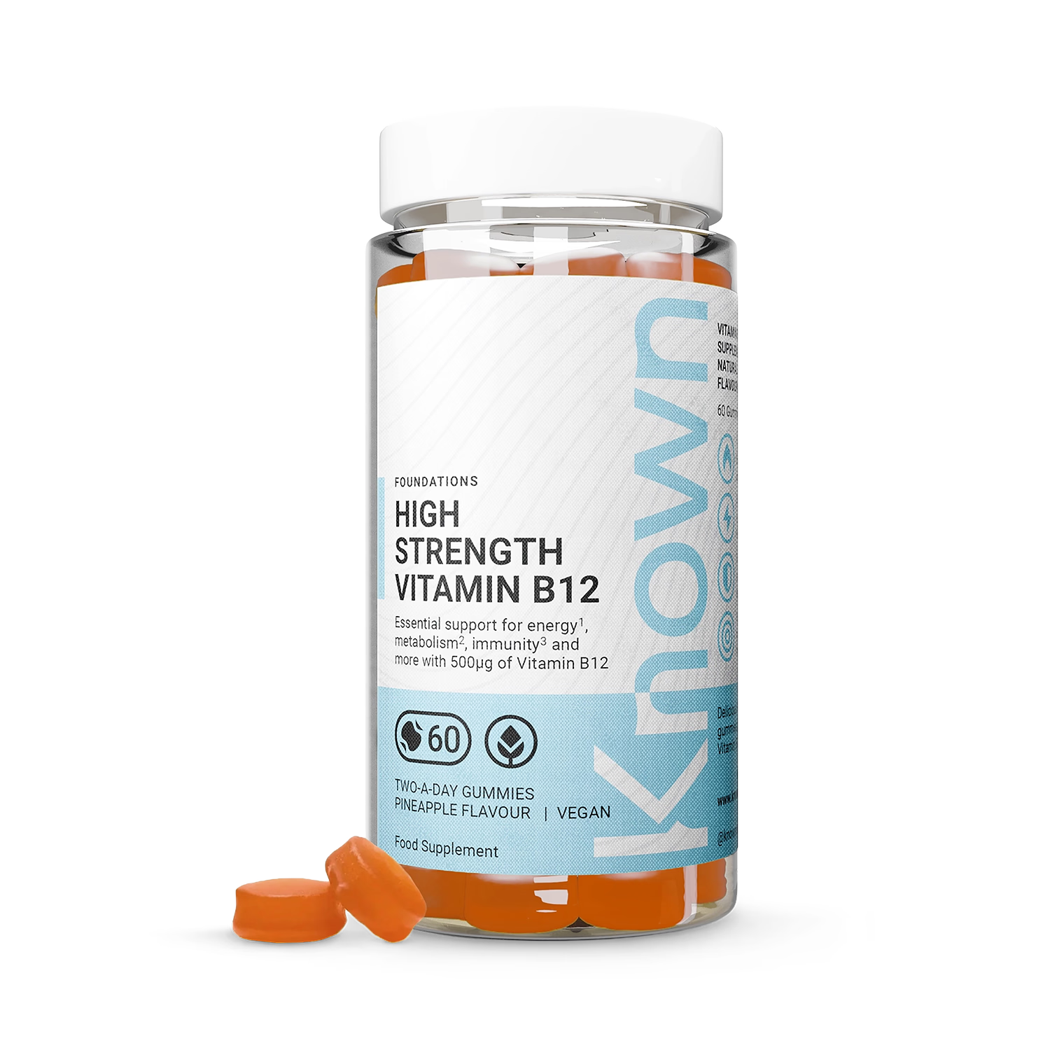 Known Nutrition vitamin B12 gummies pineapple flavour 60 count, UK version