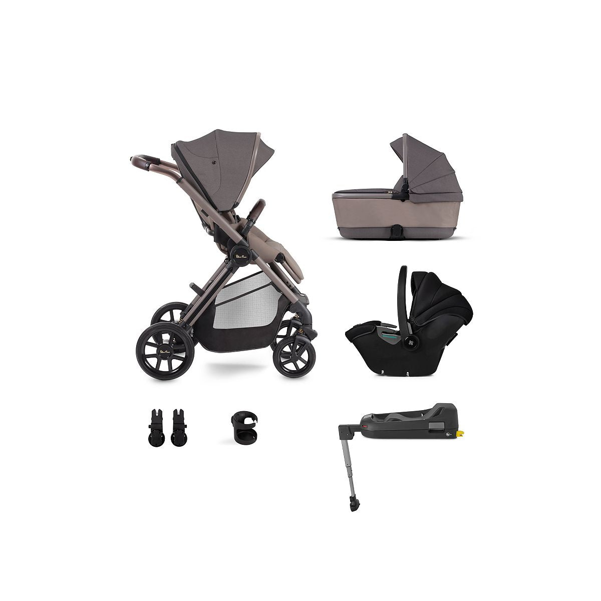 Silver Cross Reef Earth Pushchair with First Bed Folding Carrycot and Travel Pack GOODS Boots   