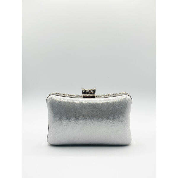 SVNX silver diamante clutch bag with chain - British product