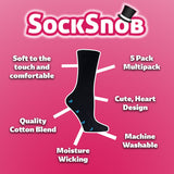 Sock Snob black cotton socks hearts bows 5 pack (British brand)