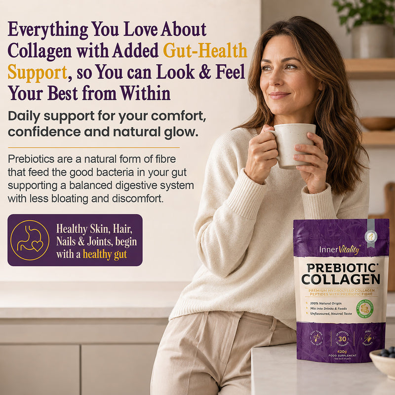 Inner Vitality Prebiotic Collagen Powder unflavoured 30 servings - British product