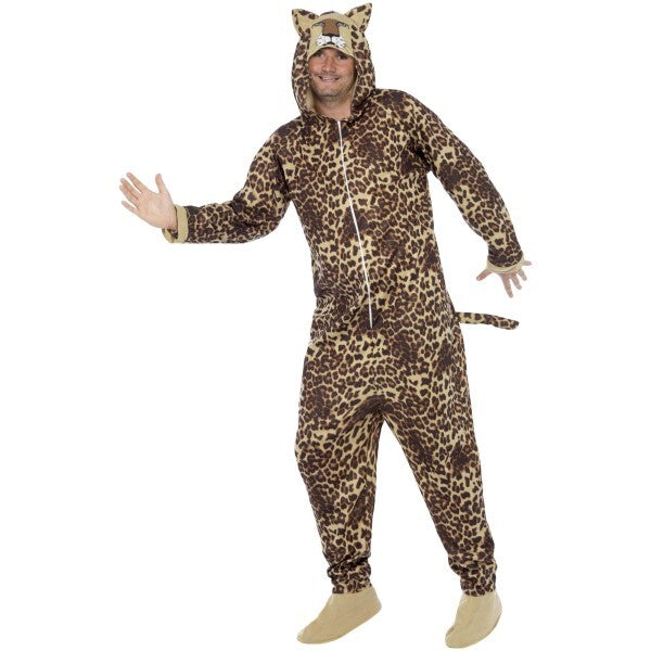 Smiffys leopard costume brown all-in-one with hood, UK version