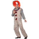 Smiffys vintage clown costume grey red jumpsuit neck ruffle - British product