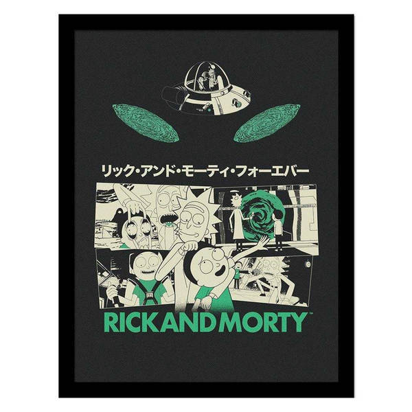 Framed print Rick and Morty Japanese design space shuttle, UK version