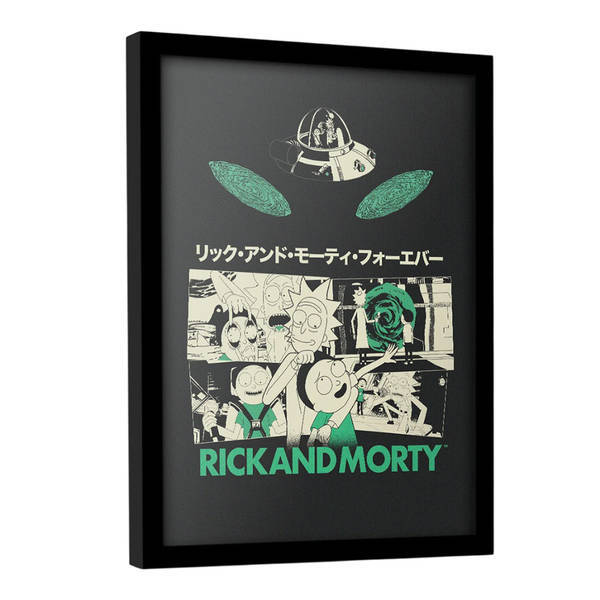 Framed print Rick and Morty Japanese design space shuttle, UK version
