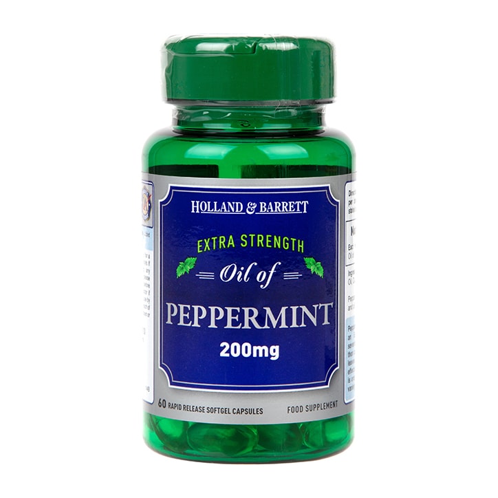 Holland & Barrett Extra Strength Oil of Peppermint 60 Capsules 200mg Peppermint Oil Holland&Barrett   