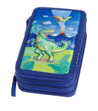 Faber-Castell dinosaur-themed triple decker pencil case with stationery set - British product