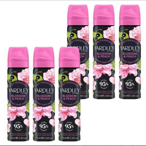 Yardley Blossom & Peach body spray 6x75ml, UK version