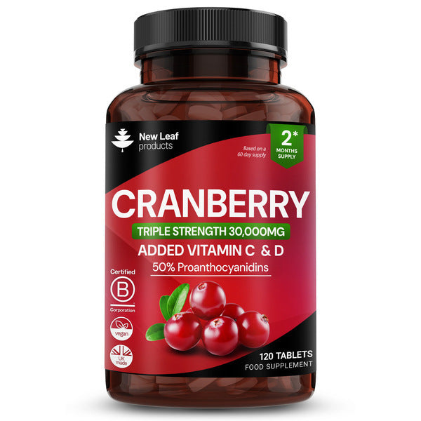 New Leaf Cranberry Tablets 30,000mg 120 tablets (British brand)