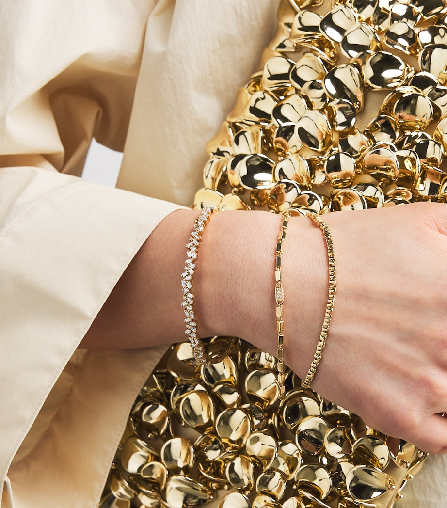 Suzanne Kalan yellow gold tennis bracelet 17.5cm, imported from the UK