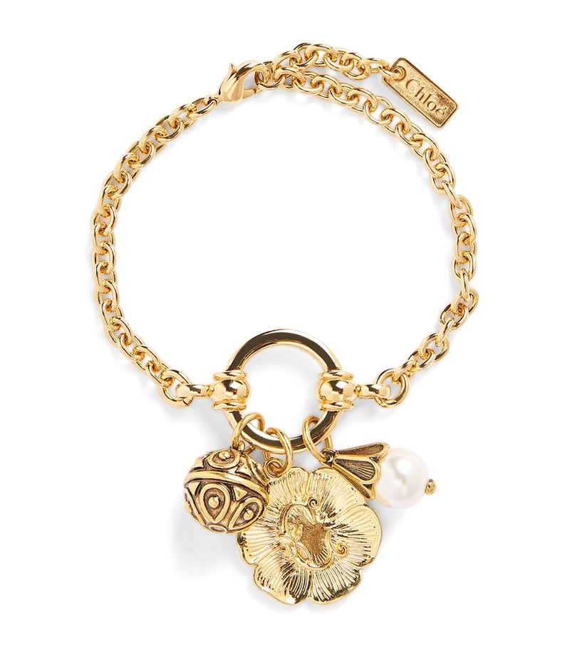 Chloé Victorian charm necklace with clover and pearl bead - British product