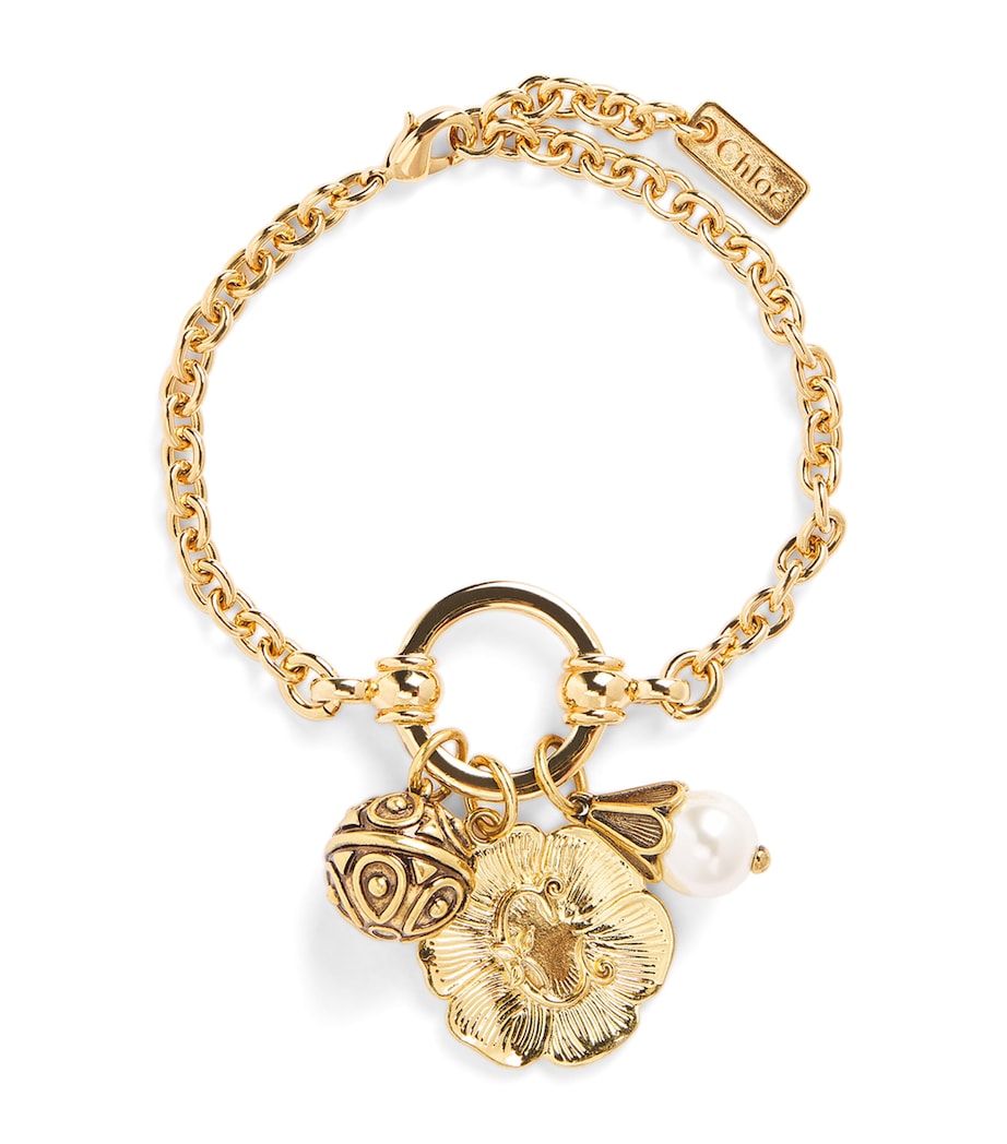 Chloé Victorian charm necklace with clover and pearl bead - British product