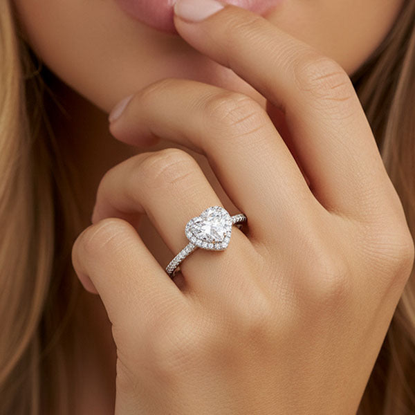 MUCHV sterling silver heart promise ring cubic zirconia - British product