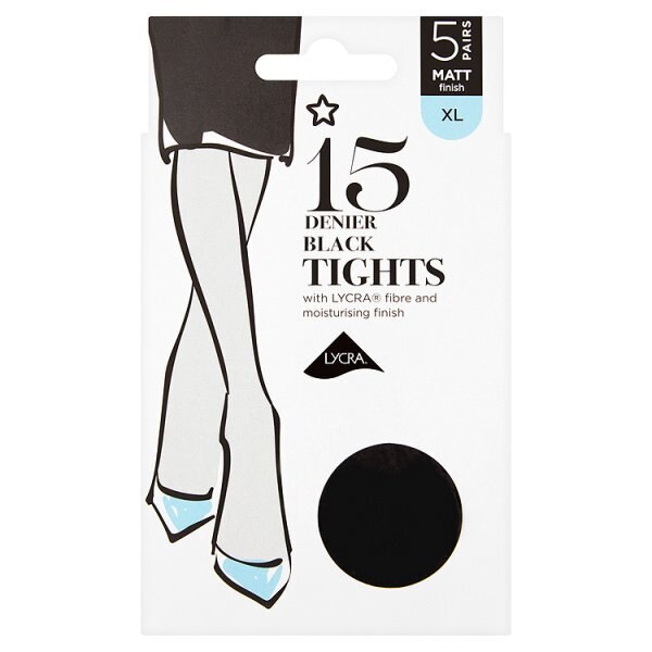 Superdrug 5 Pack 15 Denier Lycra Tights - Black XL GOODS Superdrug   